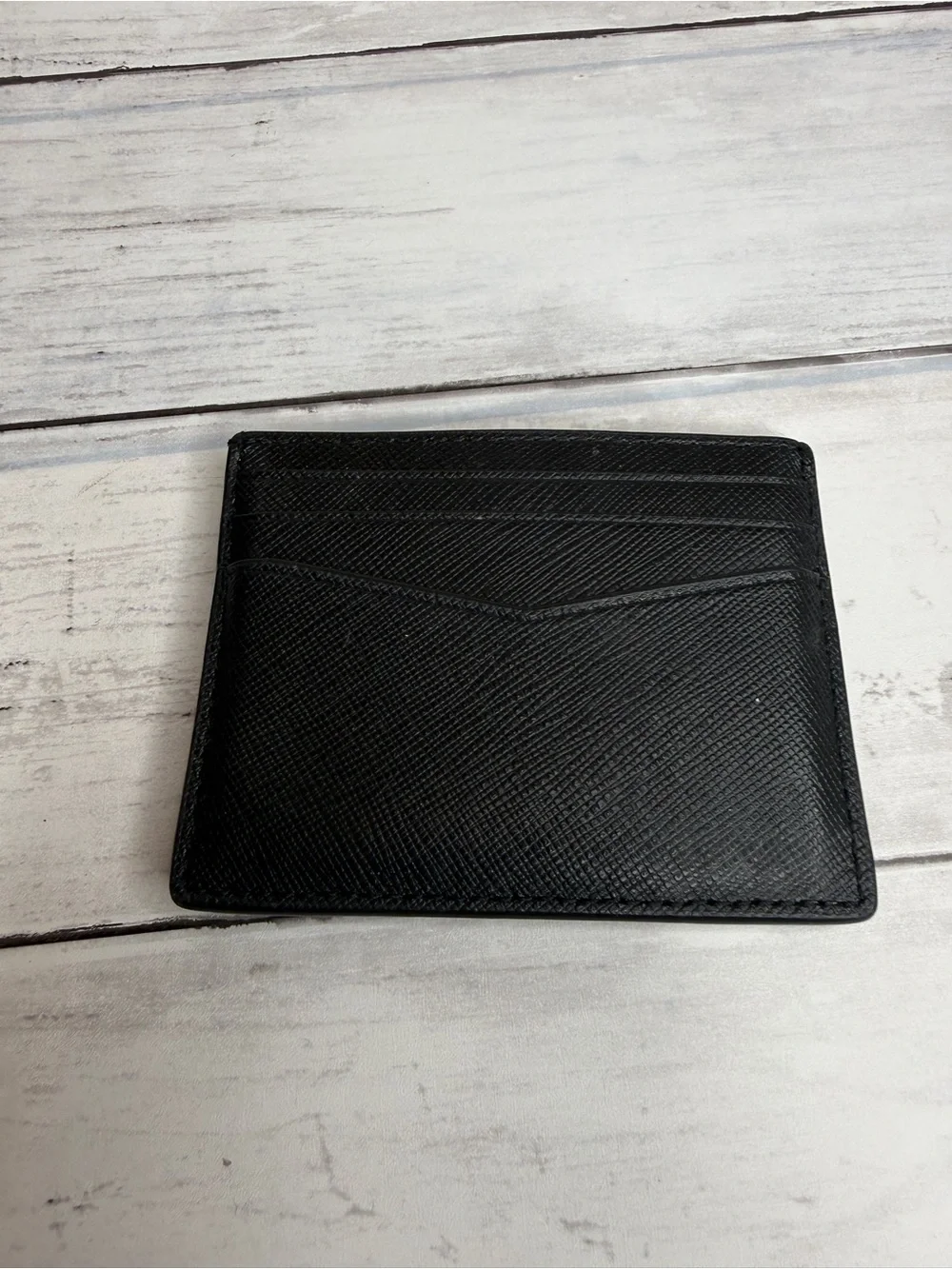kate spade Black Leather Gold-Logo Slim Card Holder